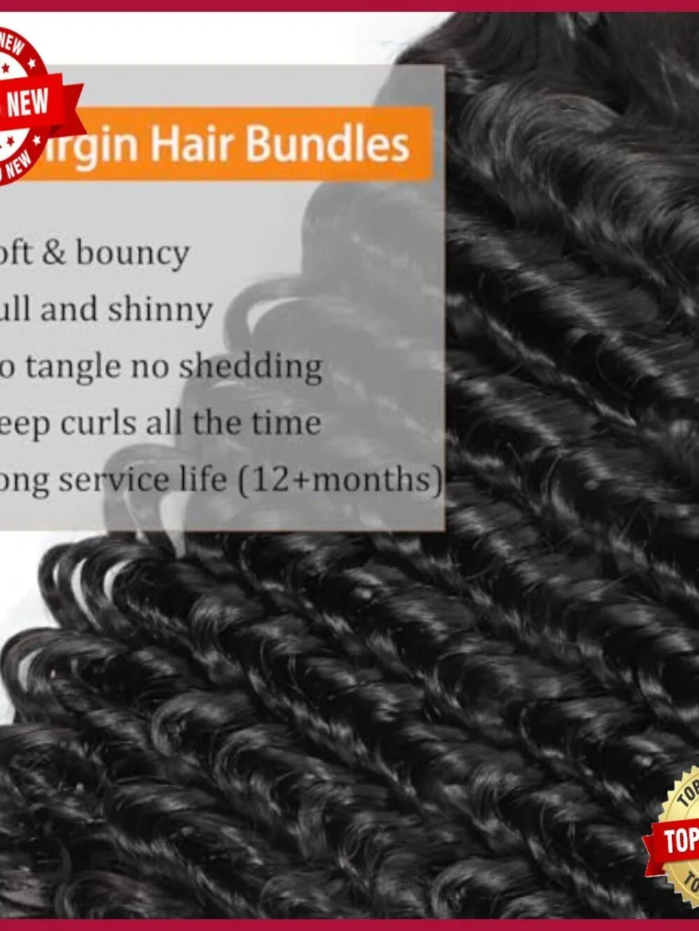 Deep Wave Human Hair Extensions 16-20 Inch Brazilian Virgin Hair Bundles